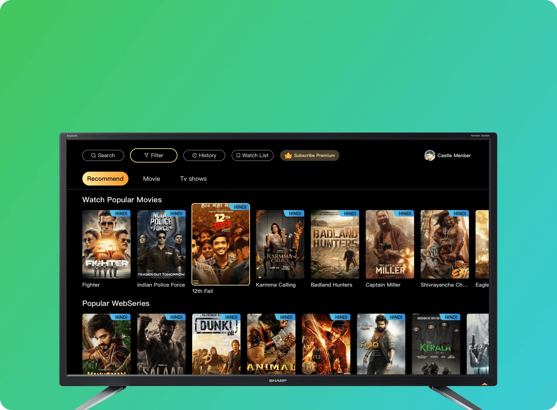Castle App running on Android TV