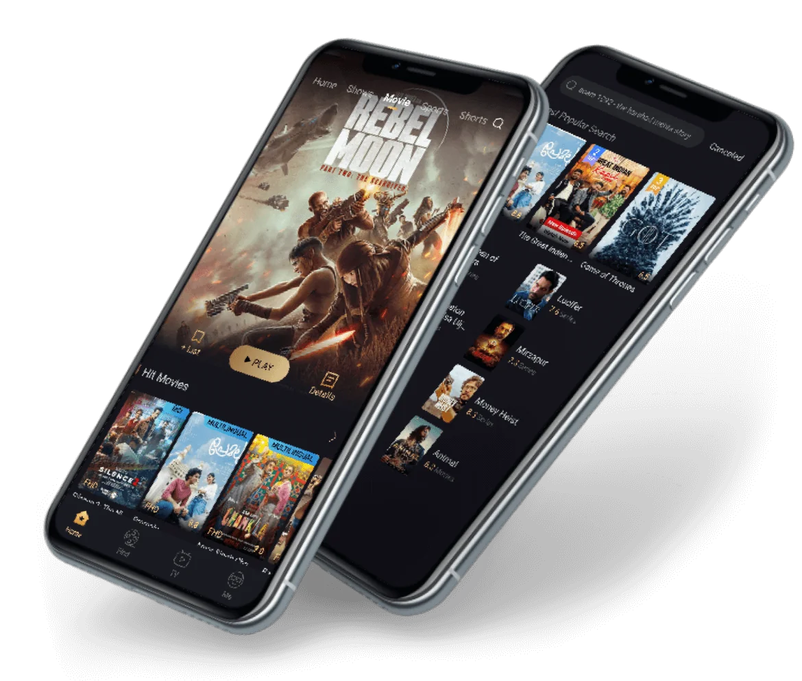 Castle App home screen showing free movies and live TV